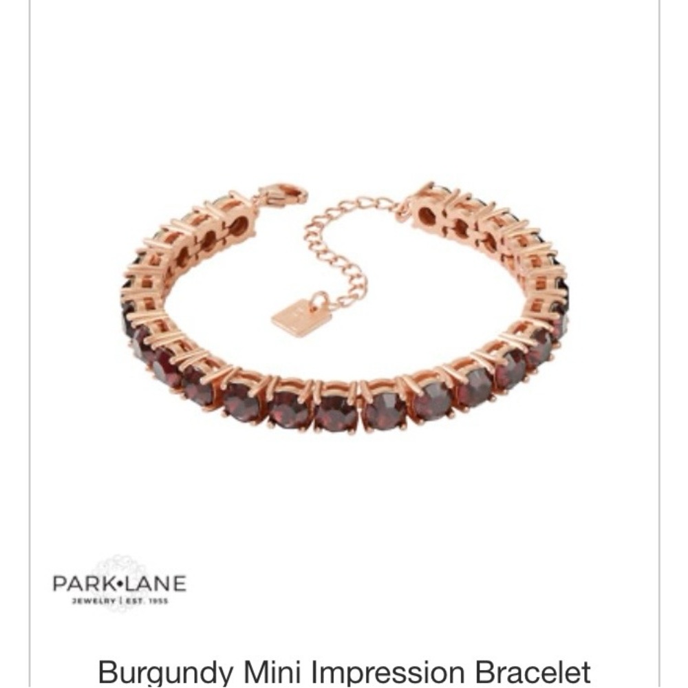 Park Lane Mini Impression Rose Gold Bracelet with Burgundy Stones
